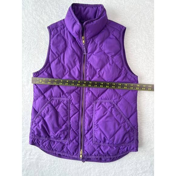 J. Crew Womens Size Small Purple Quilted Zip Front Down Puffer Vest Pockets - Picture 5 of 6